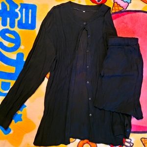 Black Pajama Short Set